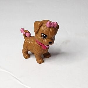 Barbie Pet Dog Puppy BOBBLE HEAD White Pink Bow MINIATURE